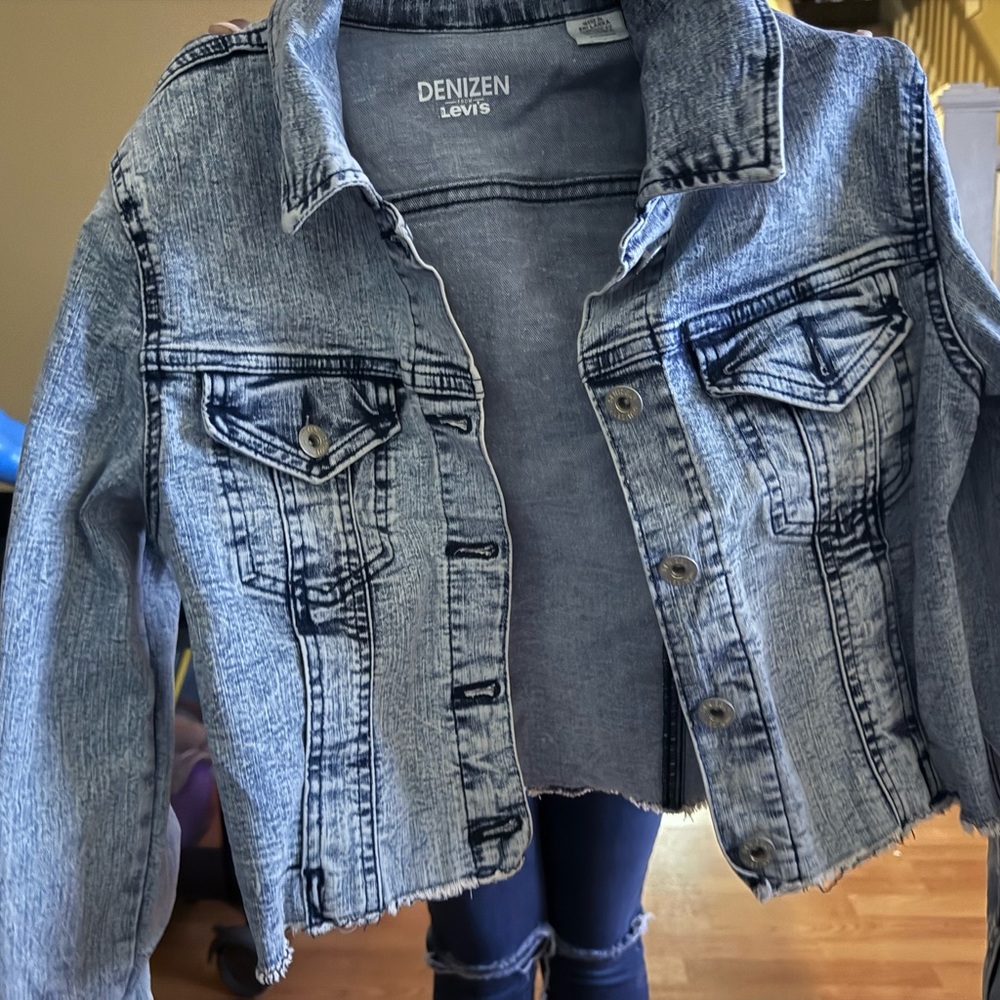 Denizen from Levi's Blue Jean Jacket Cropped Distressed